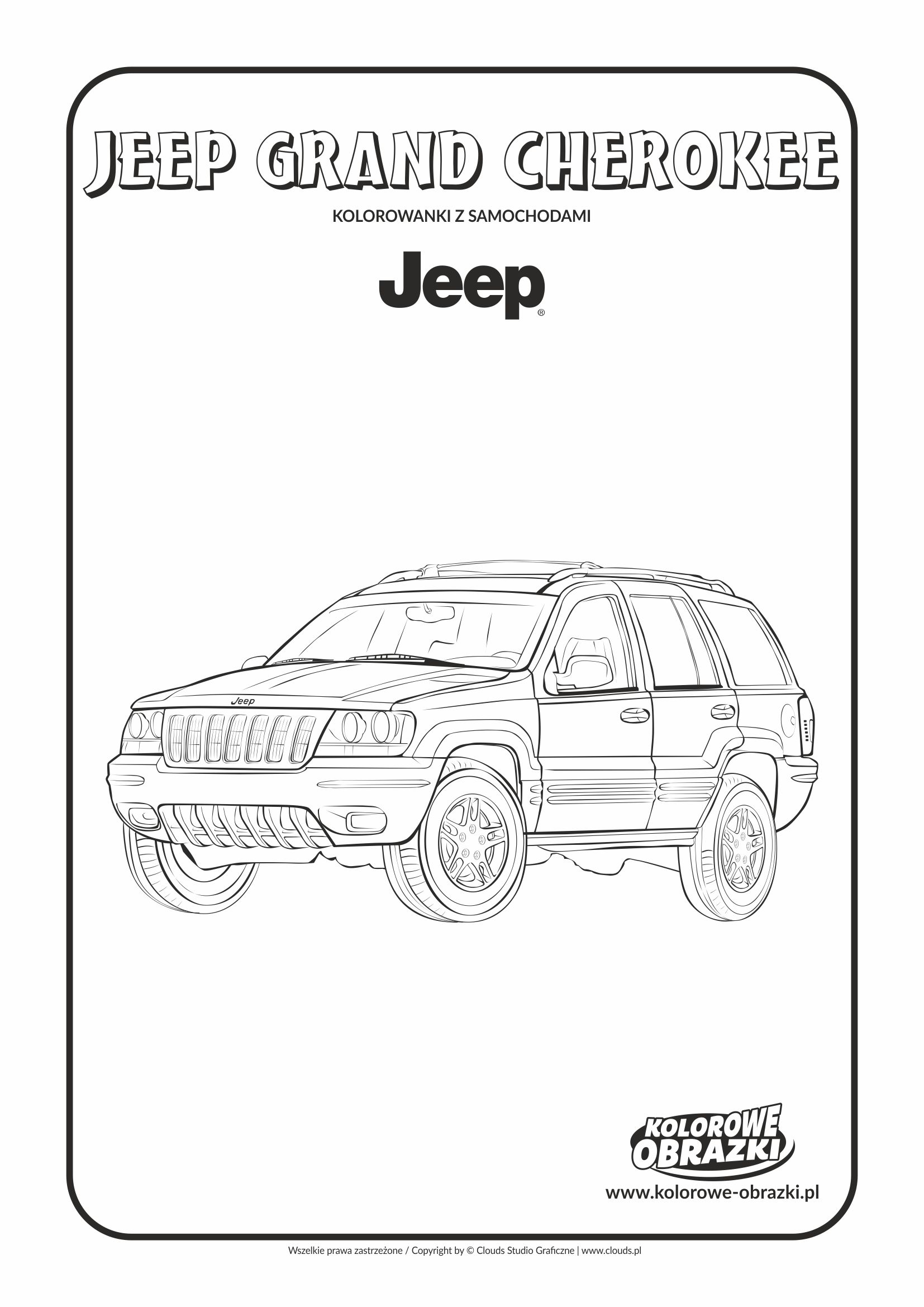 Kolorowanki dla dzieci - Pojazdy / Jeep Grand Cherokee. Kolorowanka z Jeep Grand Cherokee