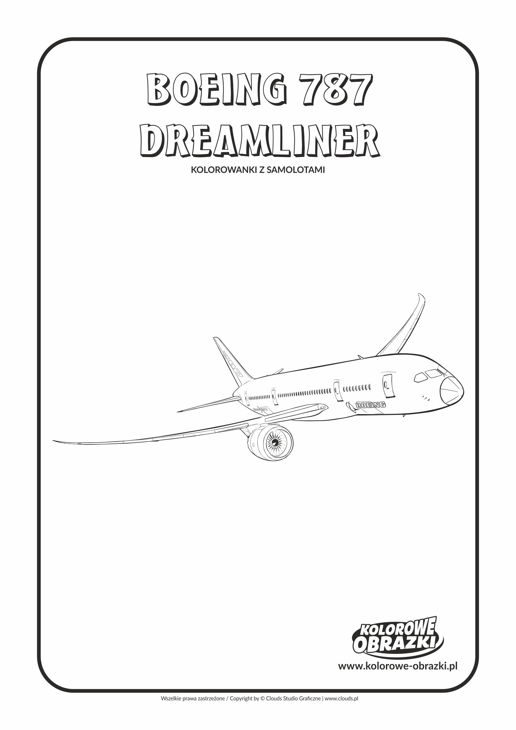 Kolorowanki dla dzieci - Pojazdy / Boeing 787 Dreamliner. Kolorowanka z Boeingiem 787 Dreamliner