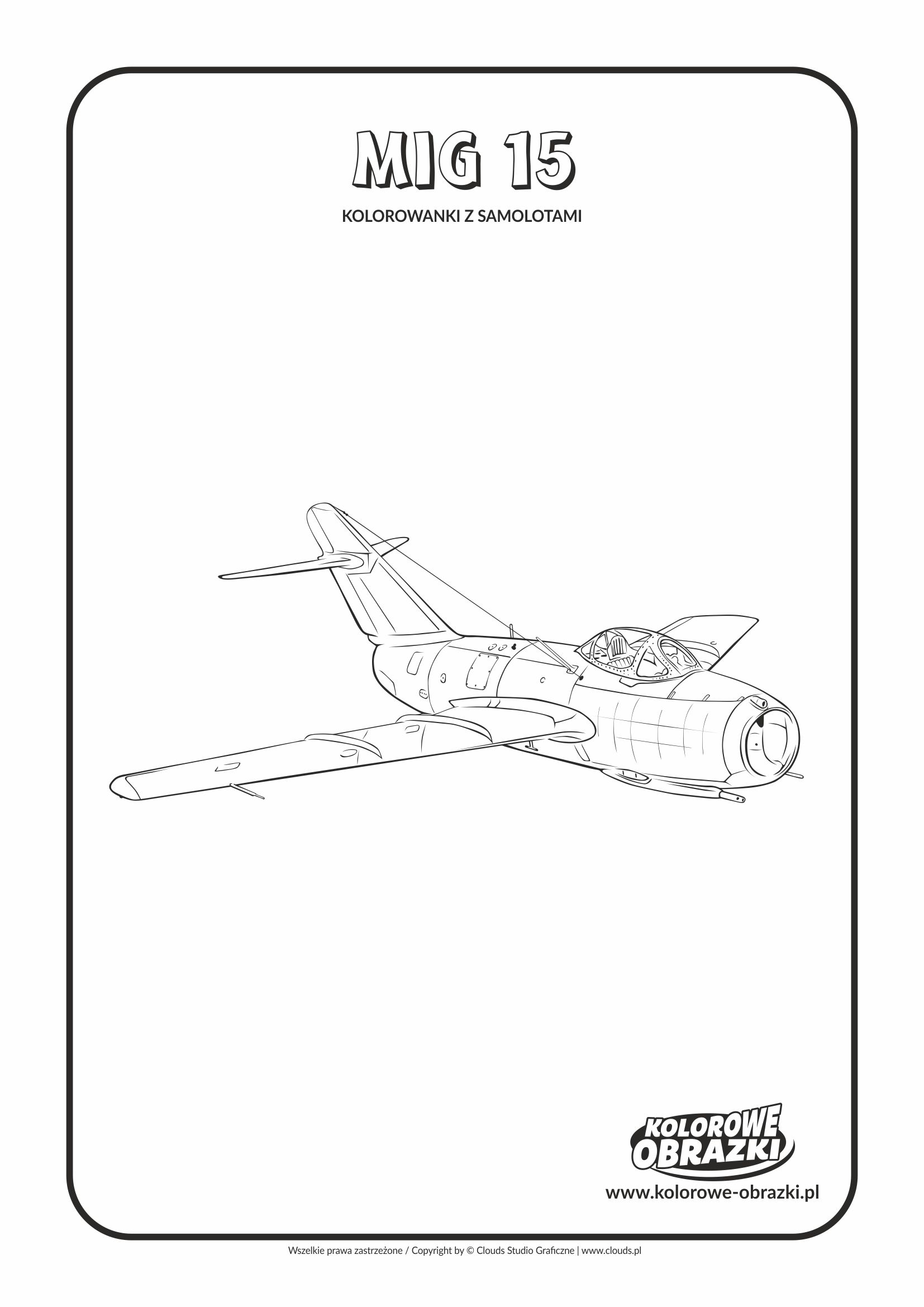 Kolorowanki dla dzieci - Pojazdy / MiG 15. Kolorowanka z MiG 15