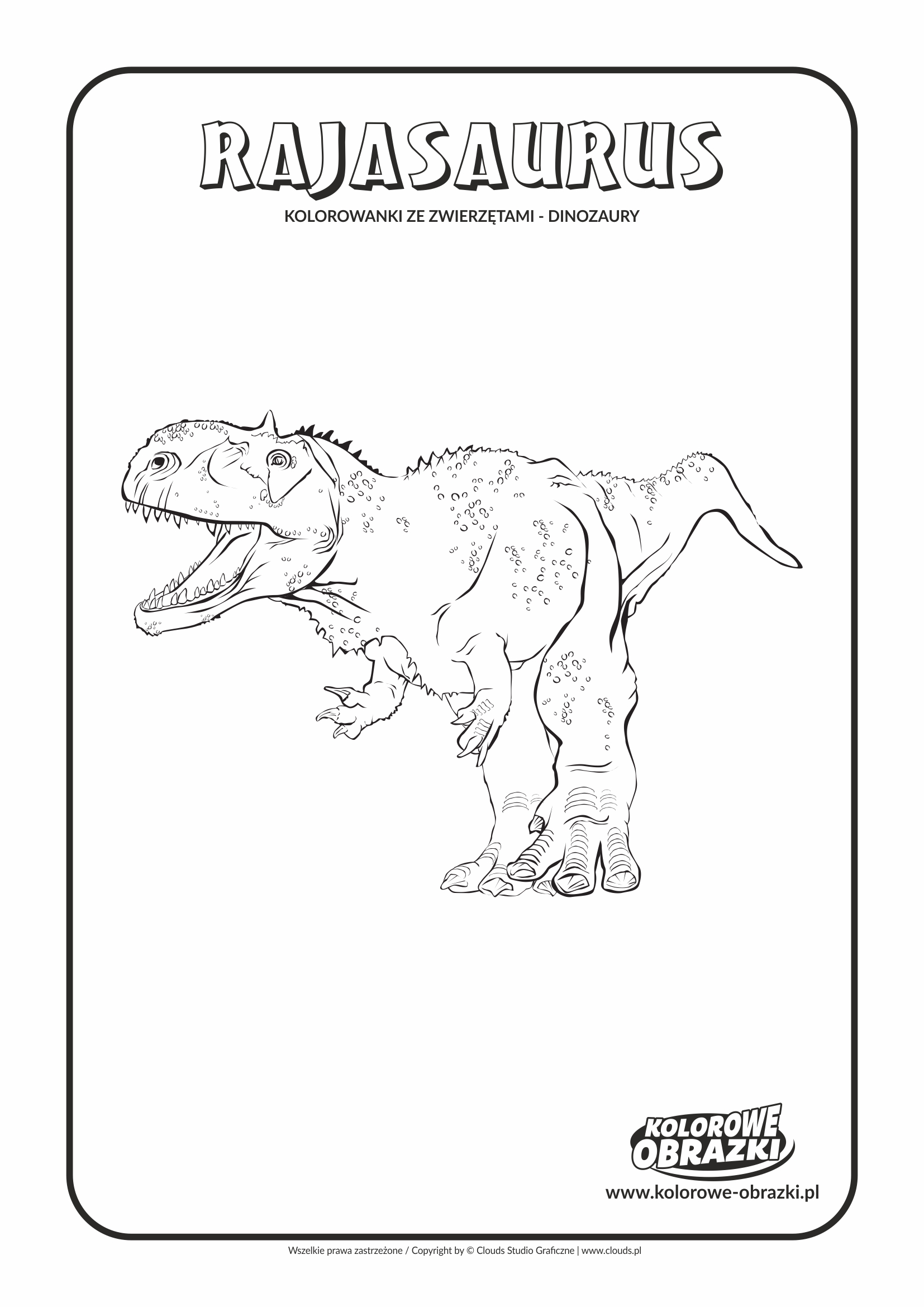 Kolorowanki dla dzieci - Zwierzęta / Rajasaurus. Kolorowanka z Rajasaurusem