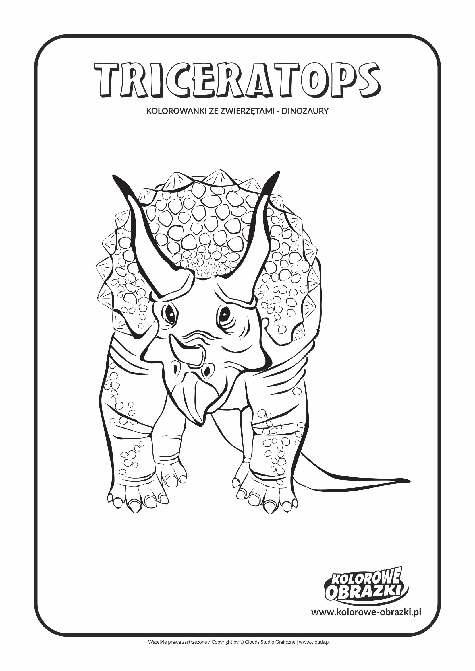 Kolorowanki dla dzieci - Zwierzęta / Triceratops. Kolorowanka z Triceratopsem