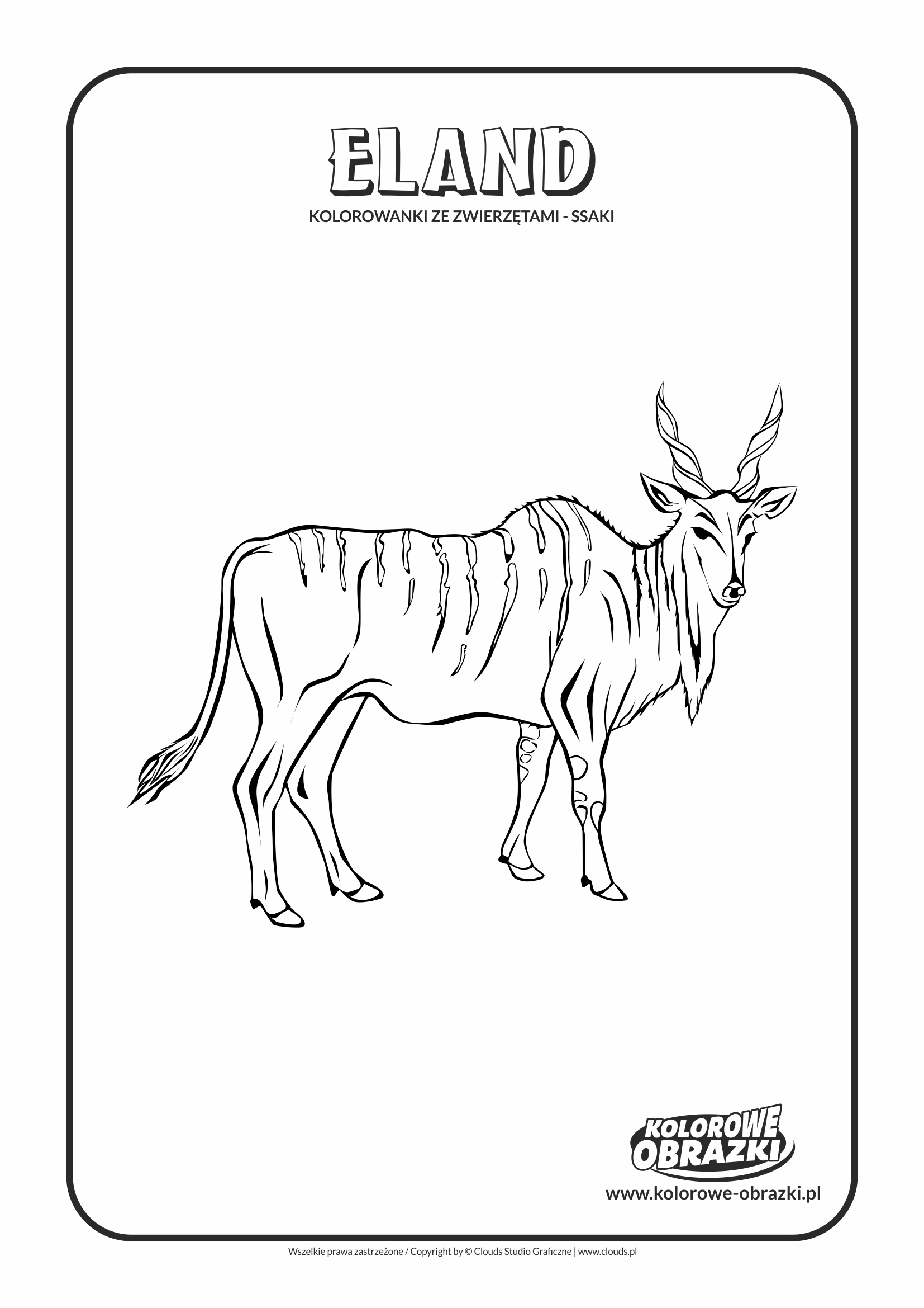 Kolorowanki dla dzieci - Zwierzęta / Antylopa Eland, Kolorowanka z antylopą eland