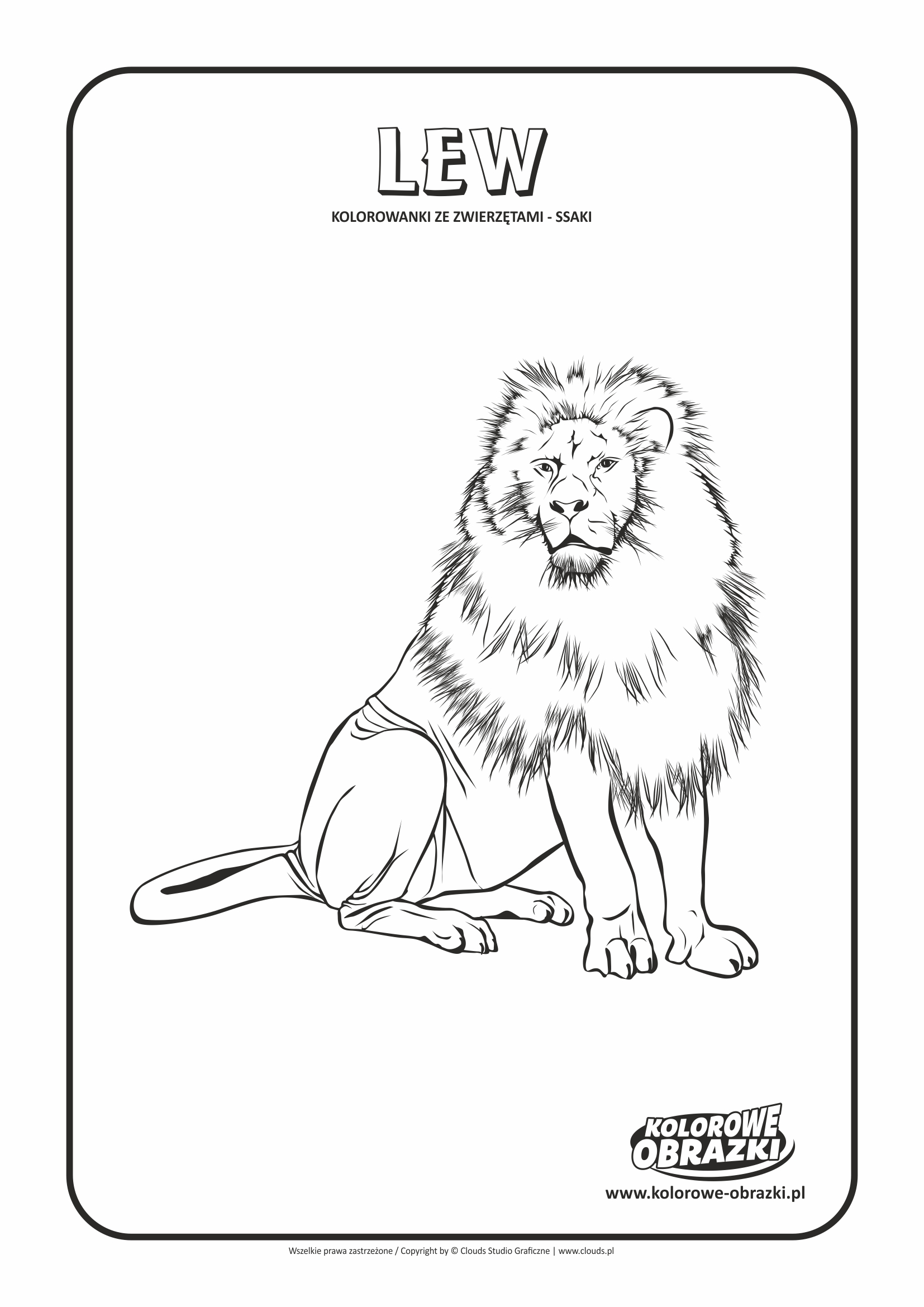 Kolorowanki dla dzieci - Zwierzęta / Lew, Kolorowanka z lwem
