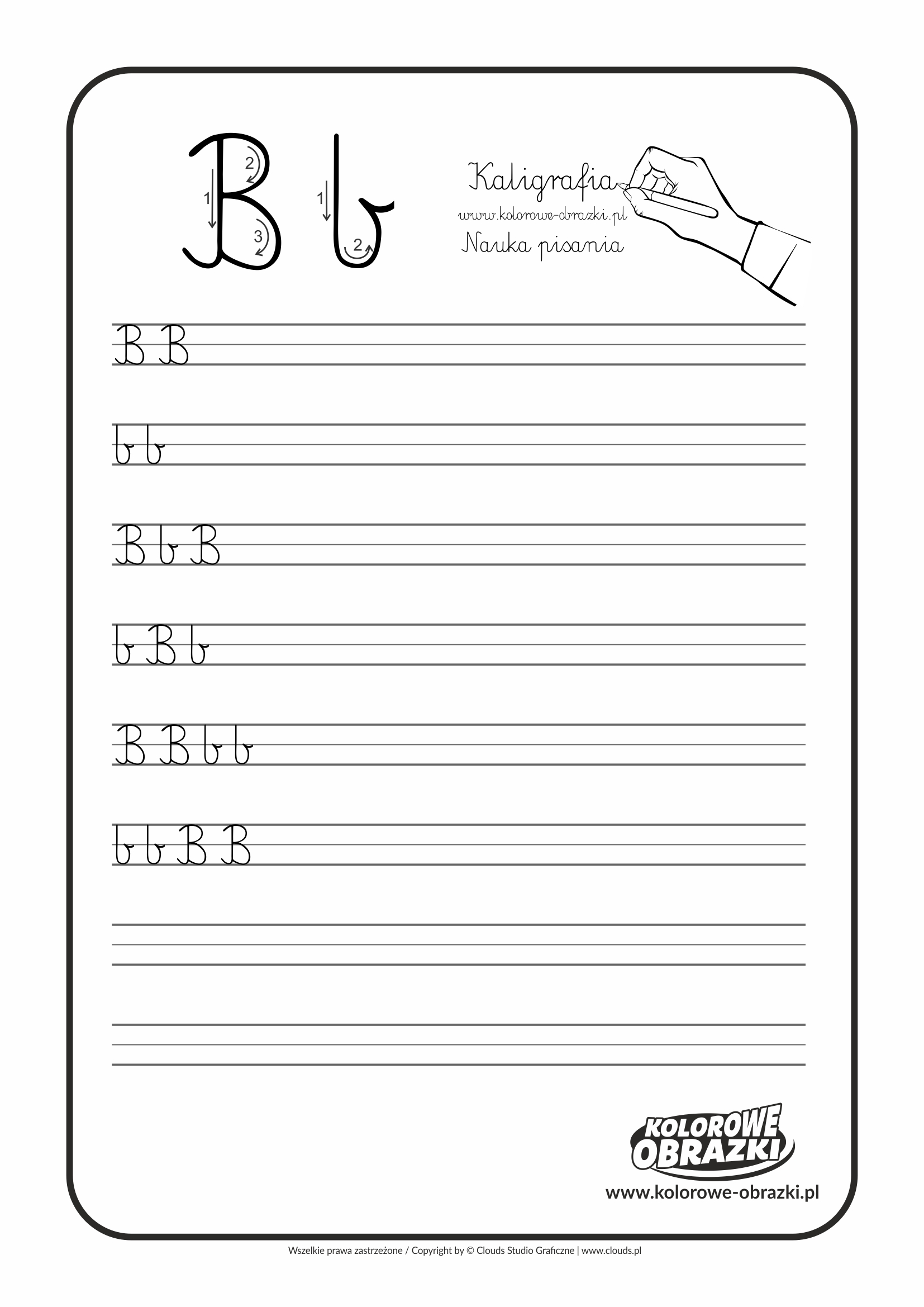 Kaligrafia dla dzieci - Ćwiczenia kaligraficzne / Litera B. Nauka pisania litery B