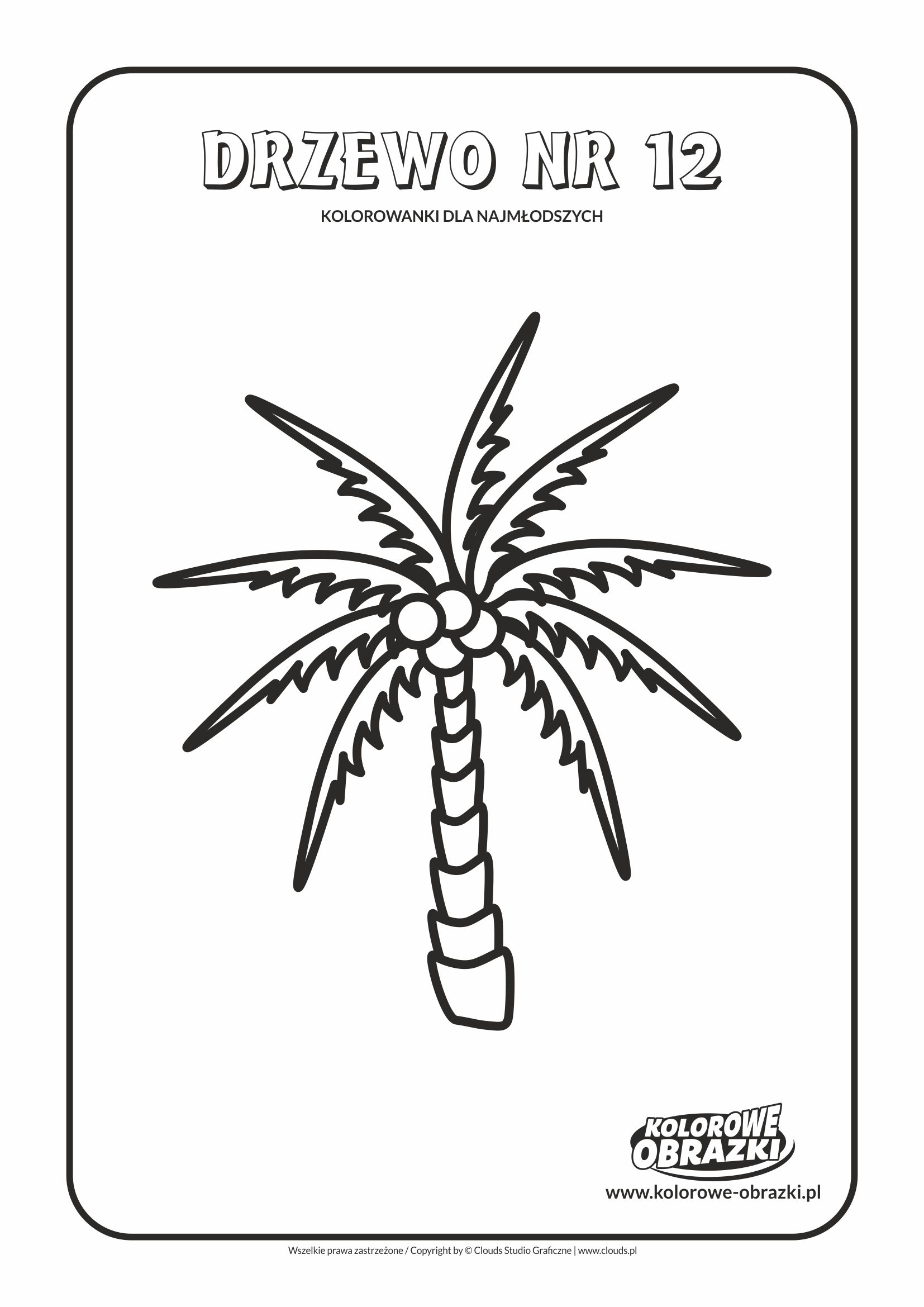 Proste kolorowanki dla najmłodszych - Drzewa / Drzewo nr 12. Kolorowanka z drzewem