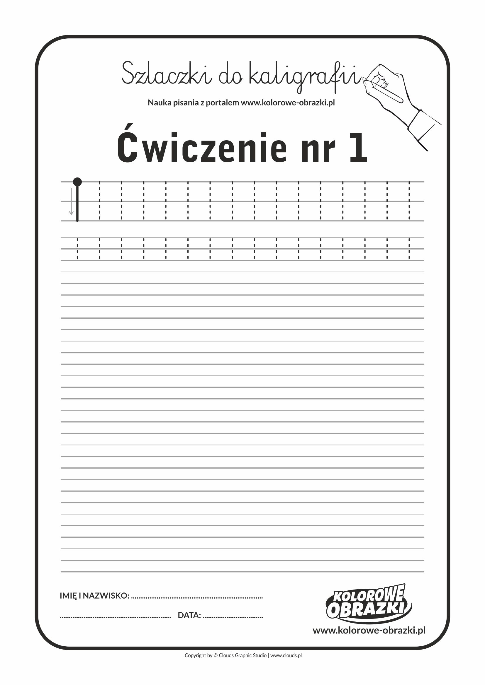 Kaligrafia dla dzieci - Ćwiczenia kaligraficzne / Szlaczki / Ćwiczenie nr 1