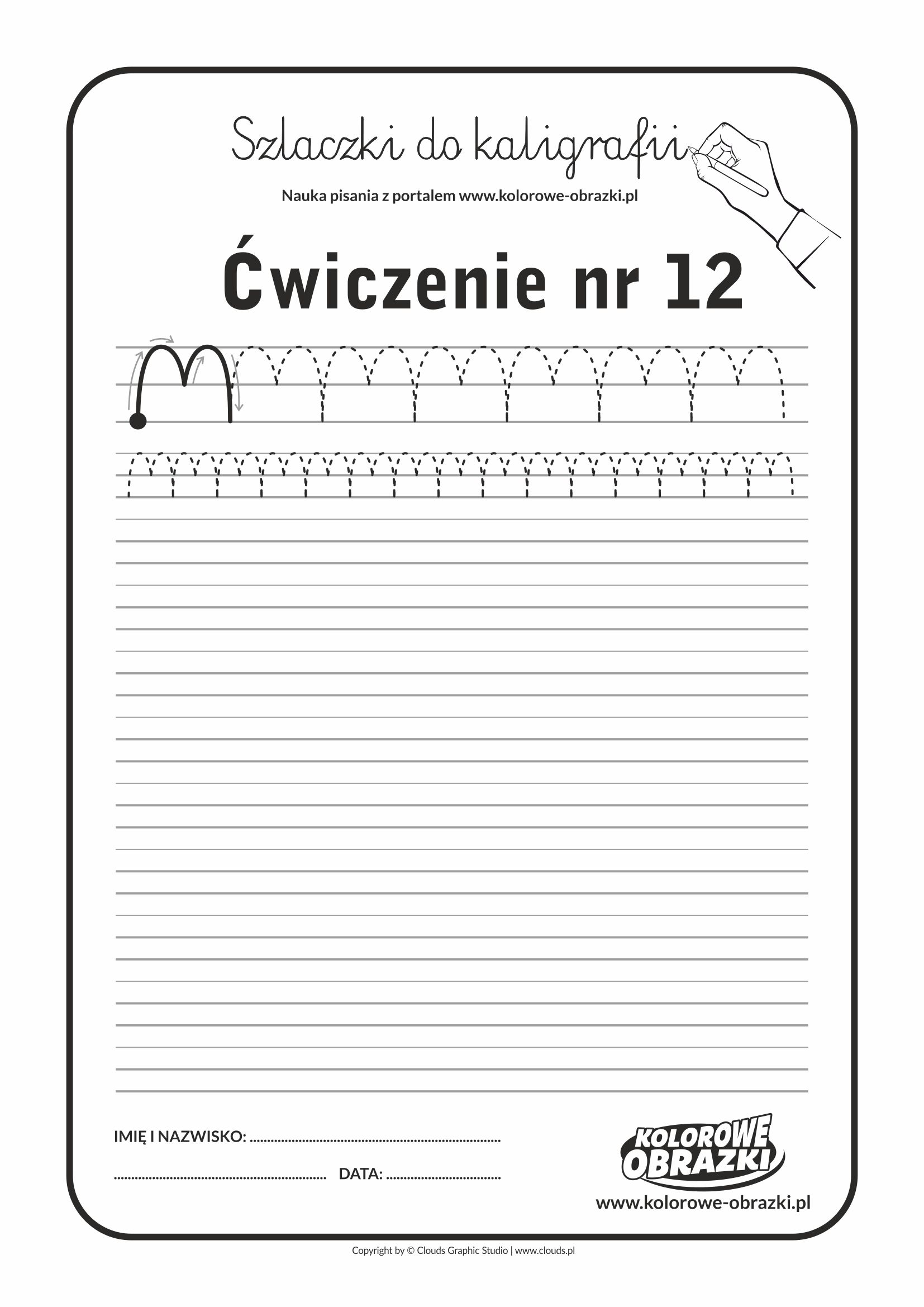 Kaligrafia dla dzieci - Ćwiczenia kaligraficzne / Szlaczki / Ćwiczenie nr 12