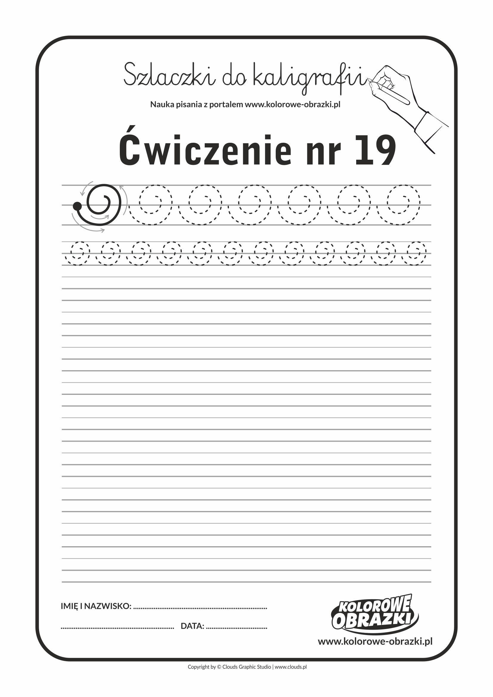 Kaligrafia dla dzieci - Ćwiczenia kaligraficzne / Szlaczki / Ćwiczenie nr 19