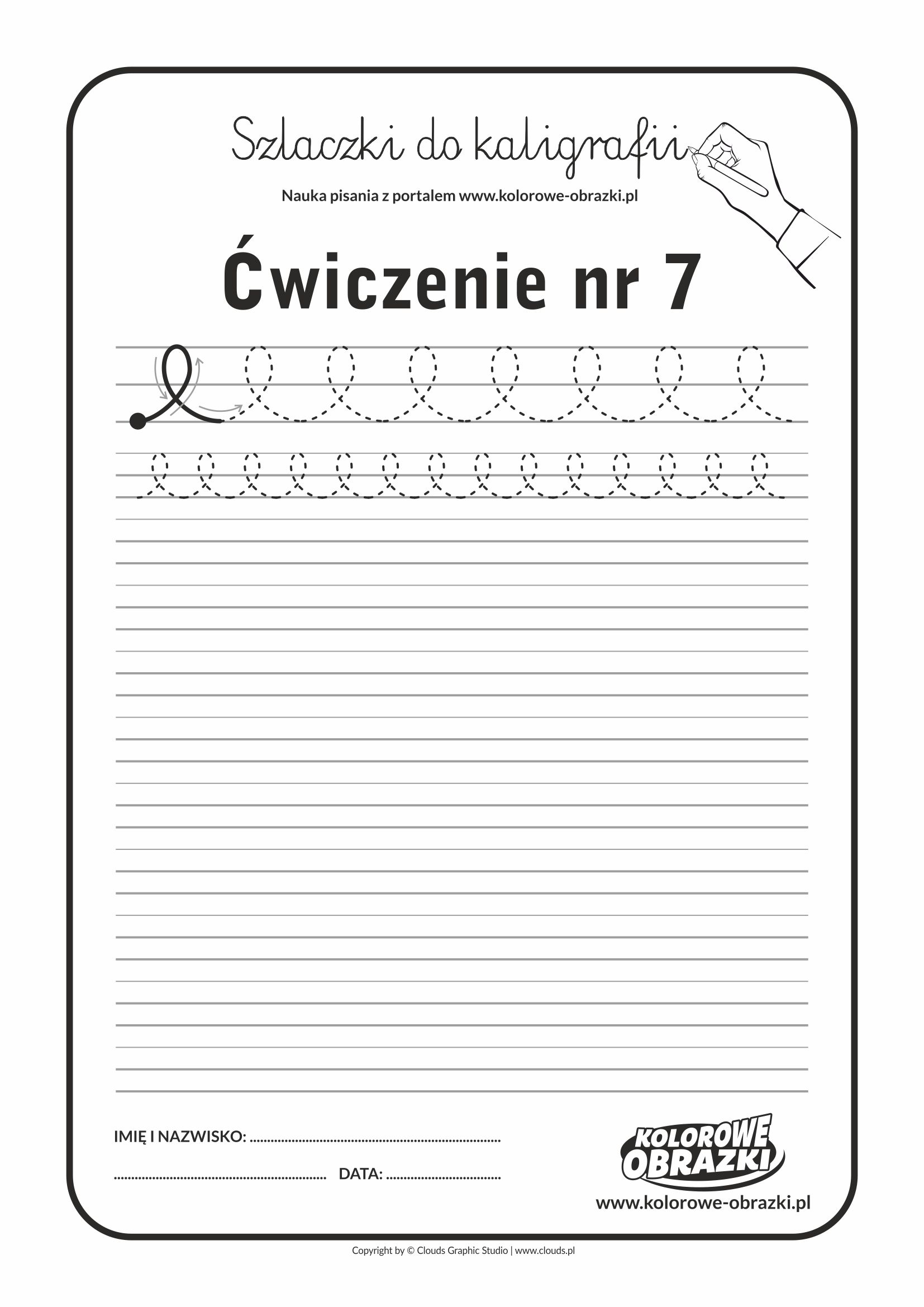 Kaligrafia dla dzieci - Ćwiczenia kaligraficzne / Szlaczki / Ćwiczenie nr 7