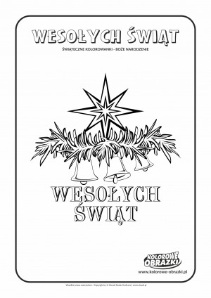 Kolorowanki dla dzieci - Święta / Boże Narodzenie - Bożonarodzeniowe dzwonki. Kolorowanka z Bożym Narodzeniem