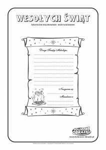 Kolorowanki dla dzieci - Święta / Boże Narodzenie - List do Świętego Mikołaja. Kolorowanka z Bożym Narodzeniem