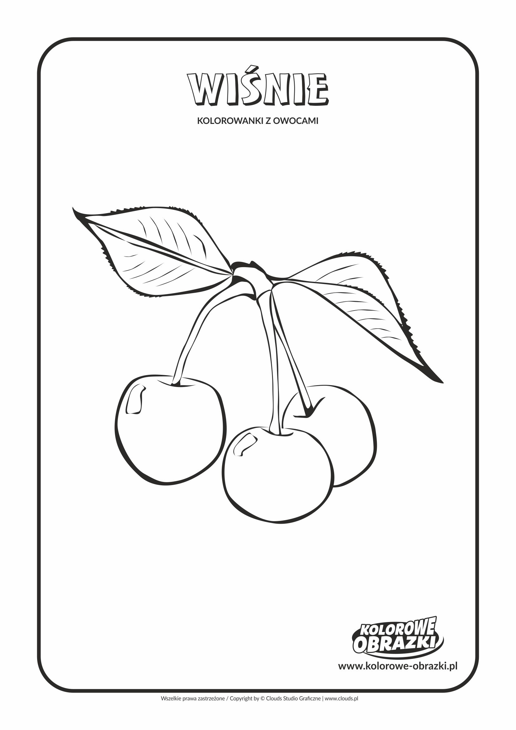 Kolorowanki dla dzieci - Rośliny / Wiśnie. Kolorowanka z wiśniami