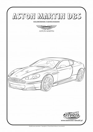 Kolorowanki dla dzieci - Pojazdy / Aston Martin DBS. Kolorowanka z Astonem Martinem DBS