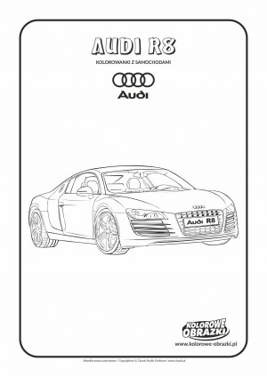 Kolorowanki dla dzieci - Pojazdy / Audi R8. Kolorowanka z Audi R8