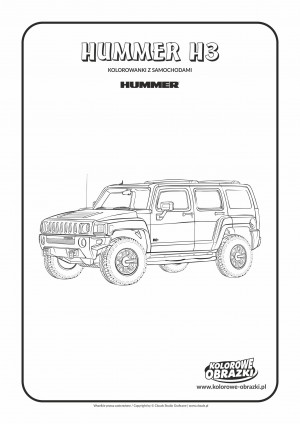 Kolorowanki dla dzieci - Pojazdy / Hummer H3. Kolorowanka z Hummerem H3