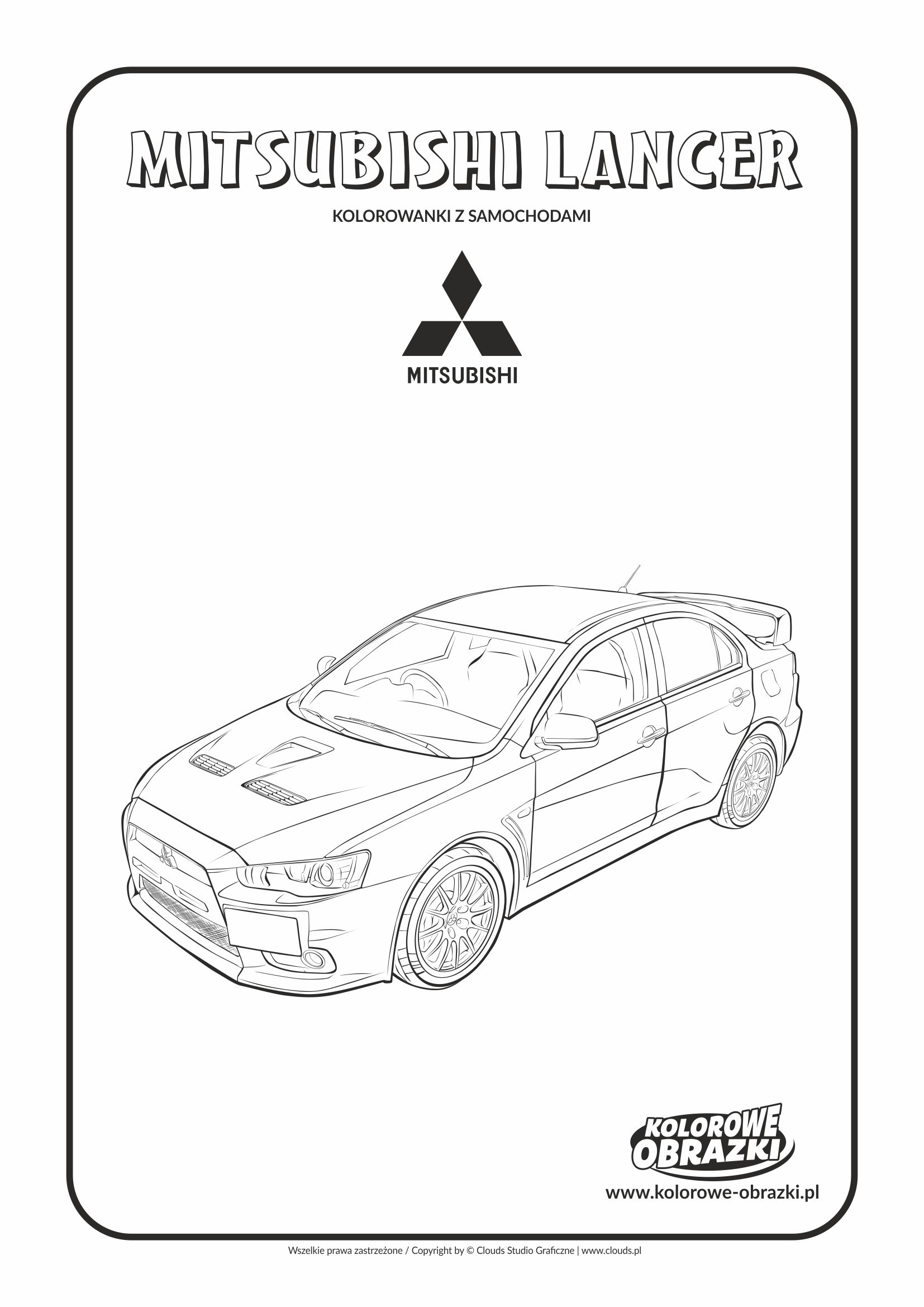 Kolorowanki dla dzieci - Pojazdy / Mitsubishi Lancer. Kolorowanka z Mitsubishi Lancerem