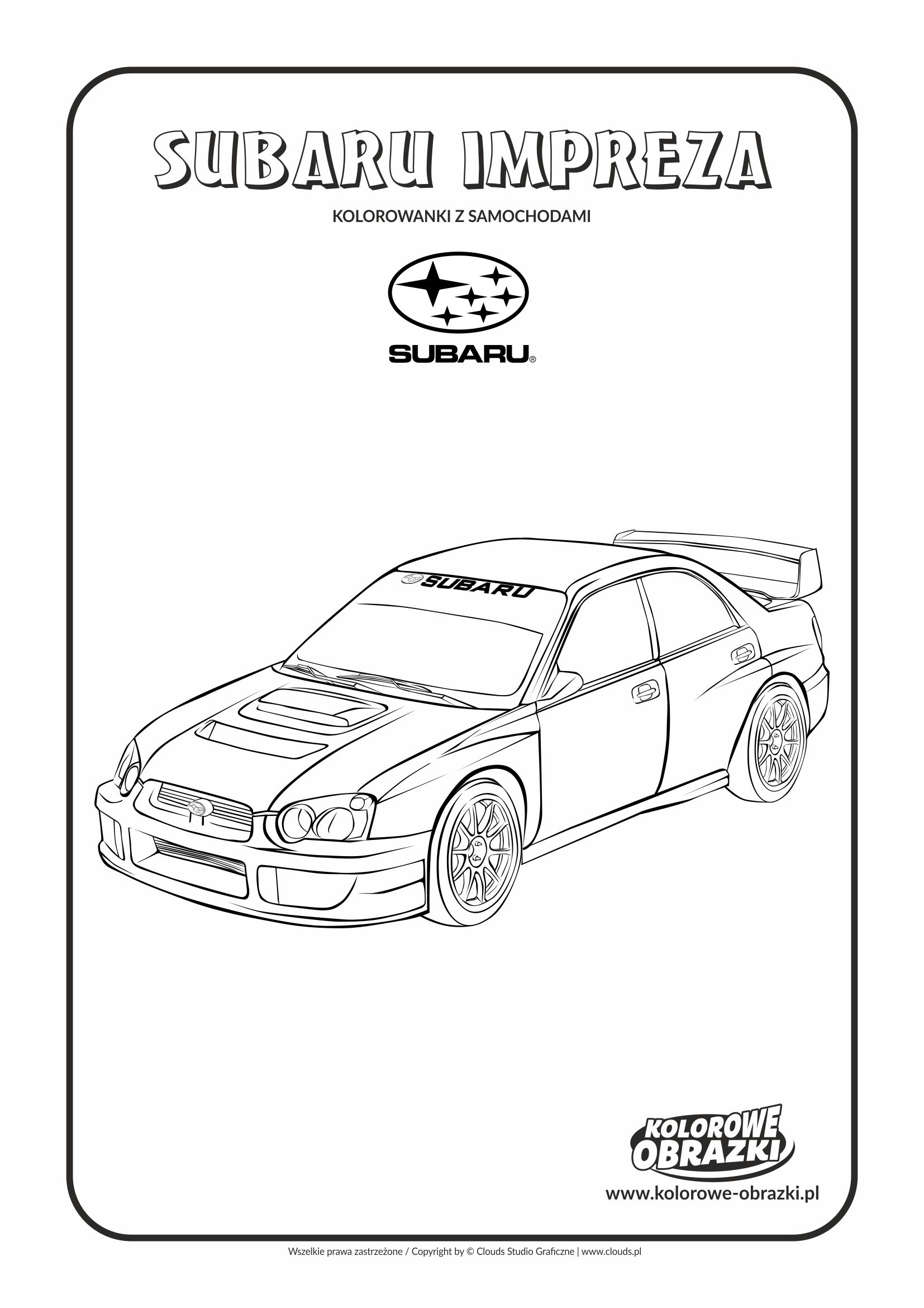 Kolorowanki dla dzieci - Pojazdy / Subaru Impreza. Kolorowanka z Subaru Impreza