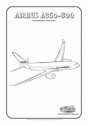 Kolorowanki dla dzieci - Pojazdy / Airbus A350-800. Kolorowanka z Airbusem A350-800