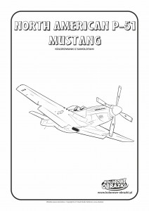 Kolorowanki dla dzieci - Pojazdy / North American P-51 Mustang. Kolorowanka z North American P-51 Mustang