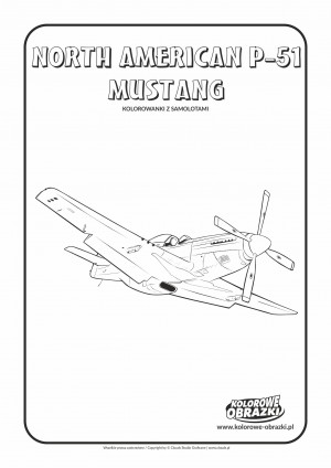 Kolorowanki dla dzieci - Pojazdy / North American P-51 Mustang. Kolorowanka z North American P-51 Mustang