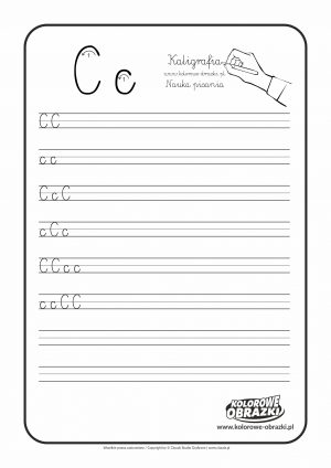 Kaligrafia dla dzieci - Ćwiczenia kaligraficzne / Litera C. Nauka pisania litery C