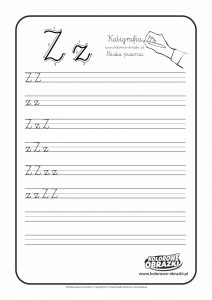 Kaligrafia dla dzieci - Ćwiczenia kaligraficzne / Litera Z. Nauka pisania litery Z