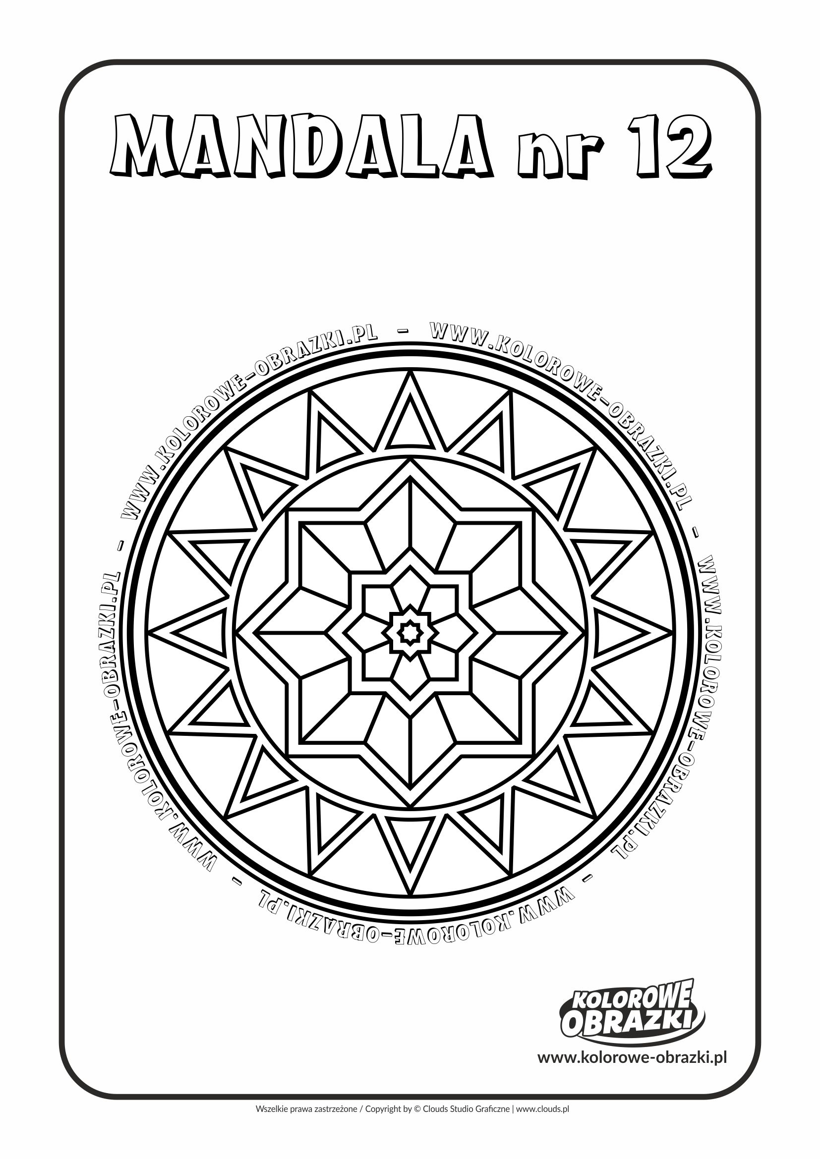 Kolorowanki dla dzieci - Mandale / Mandala nr 12. Kolorowanka z mandalą