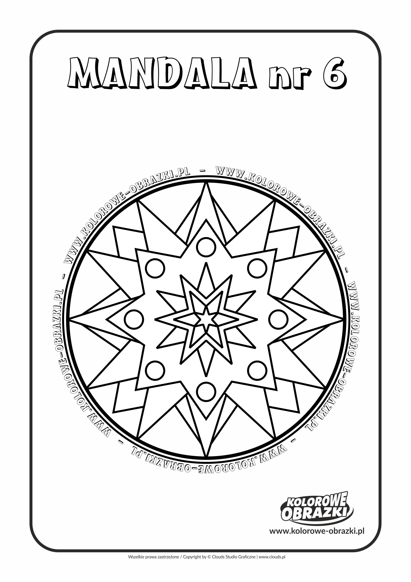 Kolorowanki dla dzieci - Mandale / Mandala nr 6. Kolorowanka z mandalą