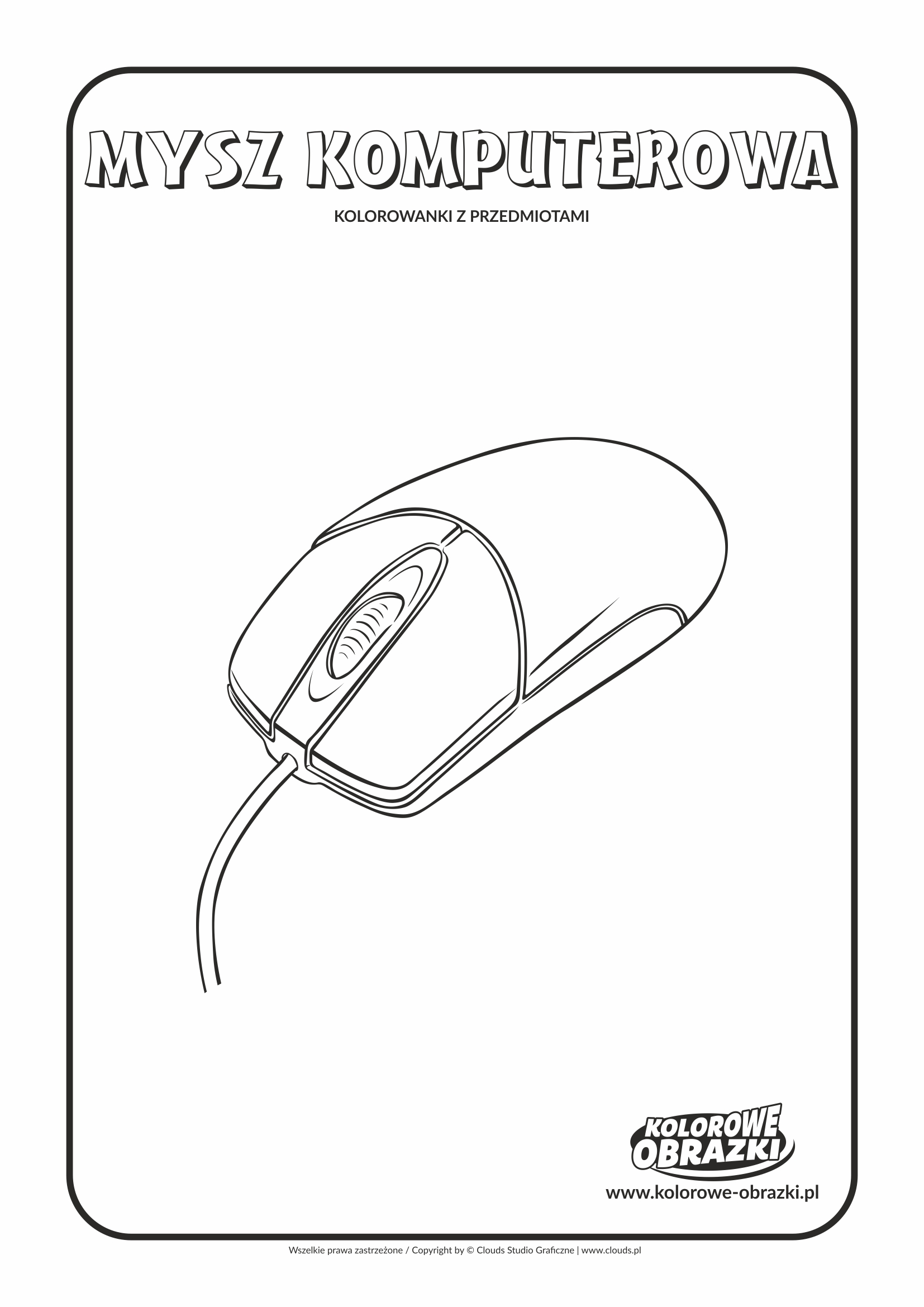Kolorowanki dla dzieci - Przedmioty / Mysz komputerowa. Kolorowanka z myszką komputerową