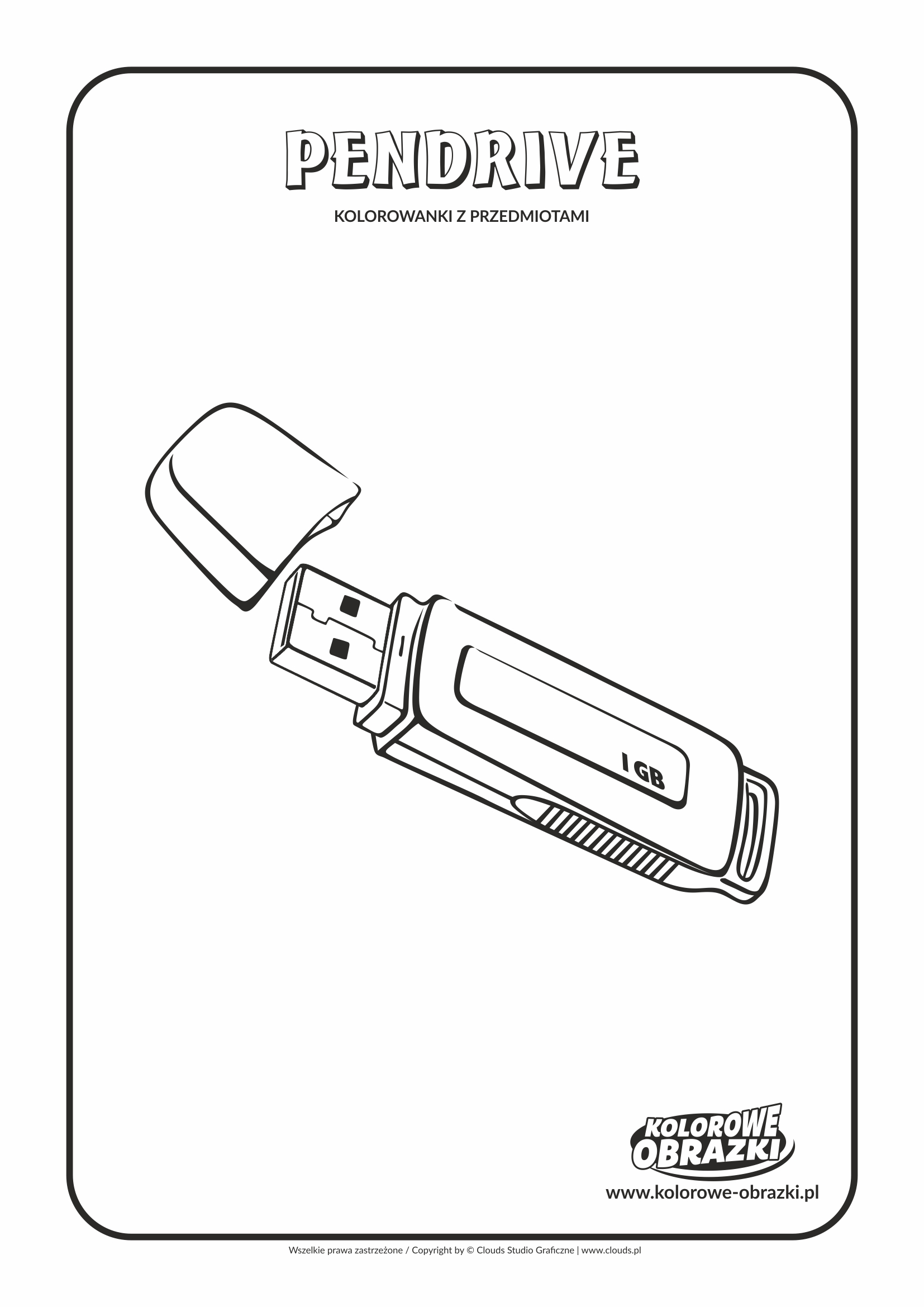 Kolorowanki dla dzieci - Przedmioty / Pendrive. Kolorowanka z pendrivem