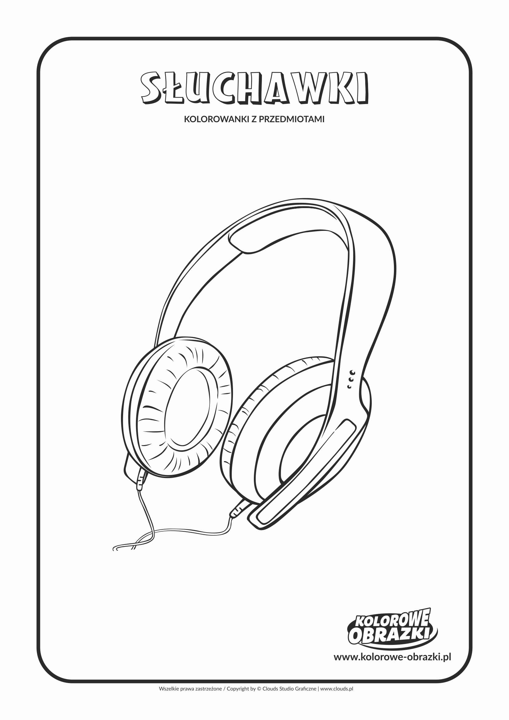 Kolorowanki dla dzieci - Przedmioty / Słuchawki. Kolorowanka ze słuchawkami