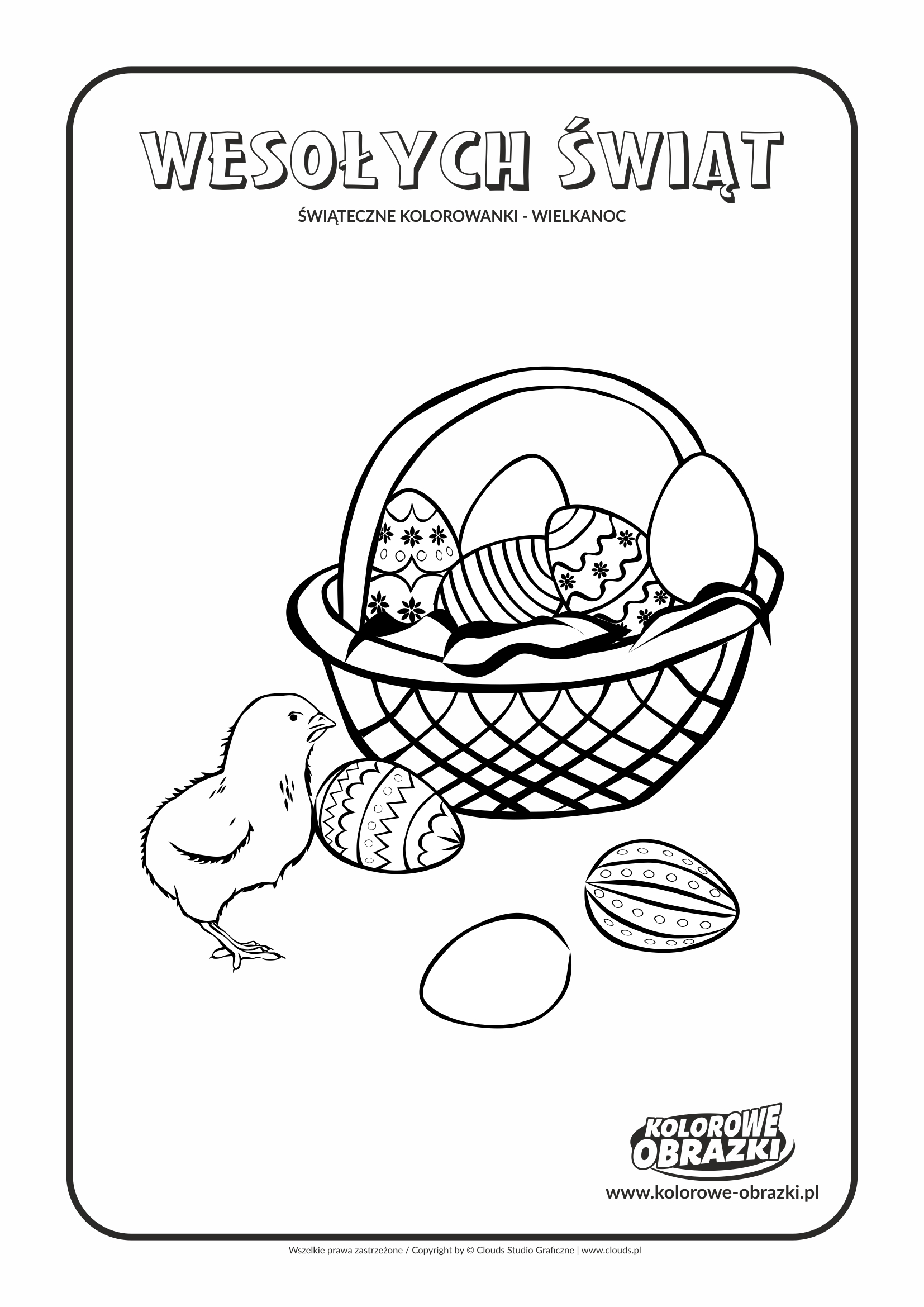 Kolorowanki dla dzieci - Wielkanoc / Wielkanocny koszyk. Kolorowanka z Wielkanocnym koszykiem