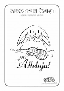 Kolorowanki dla dzieci - Wielkanoc / Wielkanocny zajączek 3. Kolorowanka z wielkanocnym zajączkiem 3