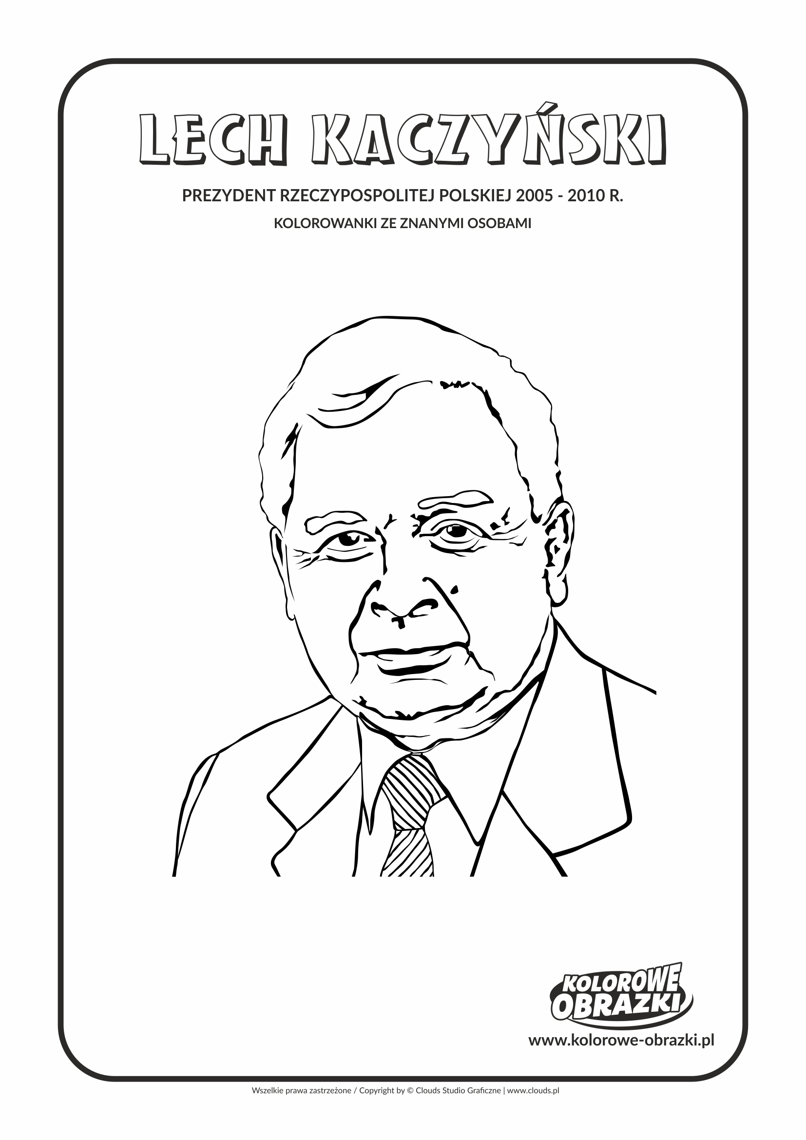 Kolorowanki dla dzieci - Znane osoby / Lech Kaczyński. Kolorowanka z Lechem Kaczyńskim