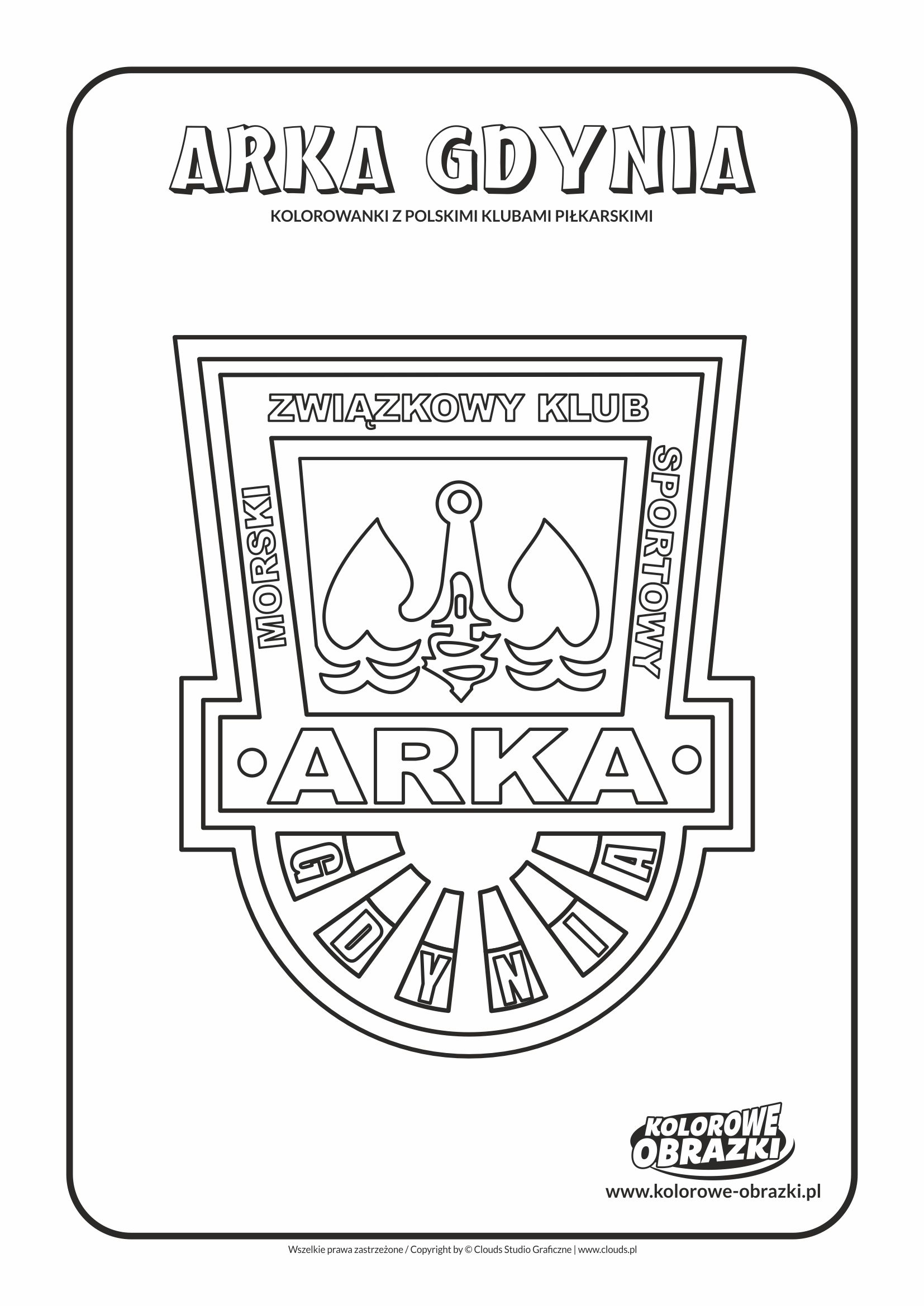 Kolorowanki dla dzieci - Polskie kluby piłkarskie / Arka Gdynia. Kolorowanka z polskimi klubami piłkarskimi