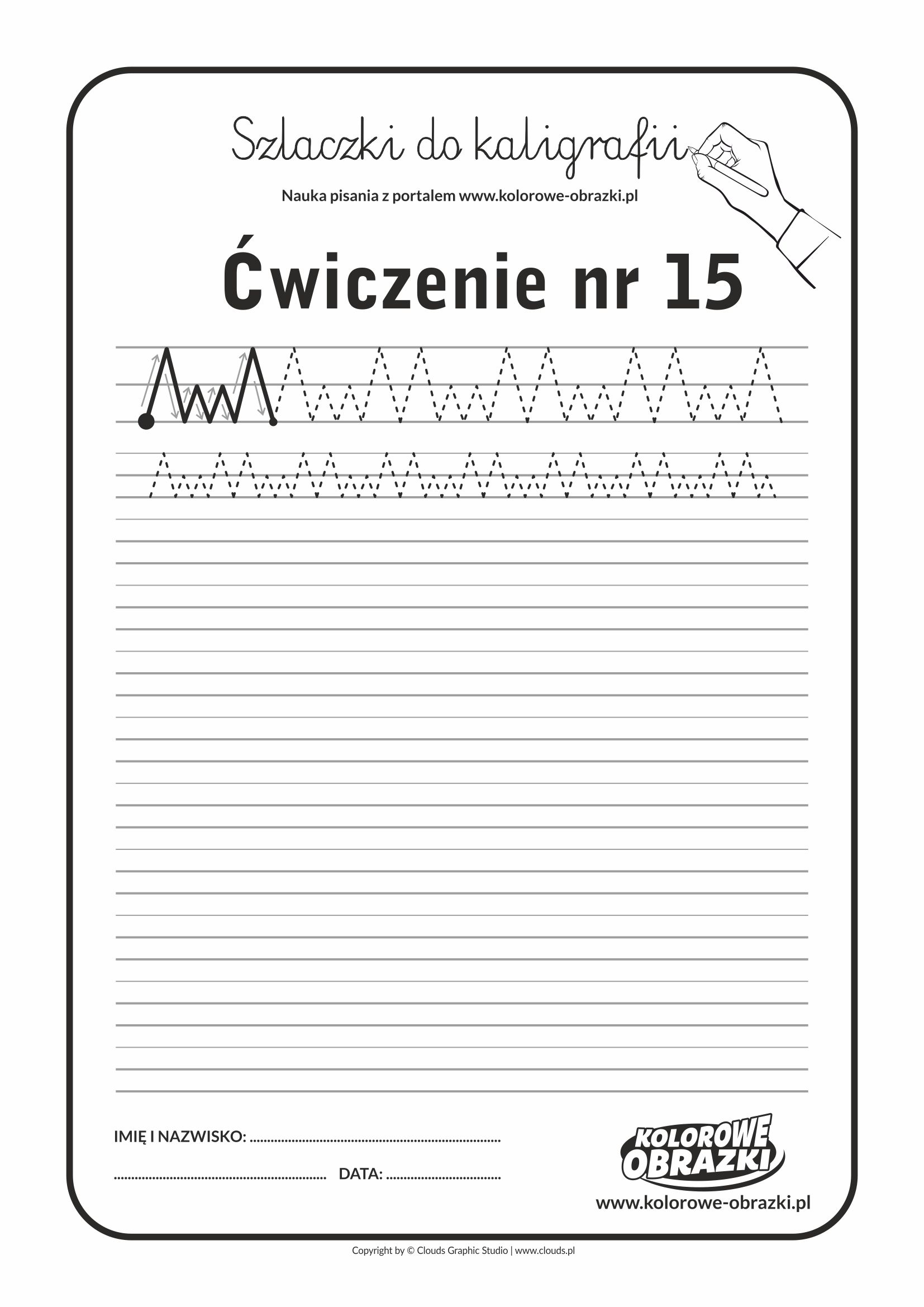 Kaligrafia dla dzieci - Ćwiczenia kaligraficzne / Szlaczki / Ćwiczenie nr 15