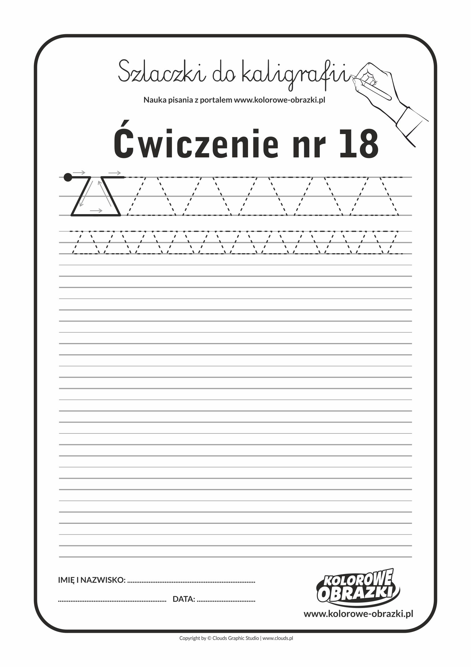 Kaligrafia dla dzieci - Ćwiczenia kaligraficzne / Szlaczki / Ćwiczenie nr 18