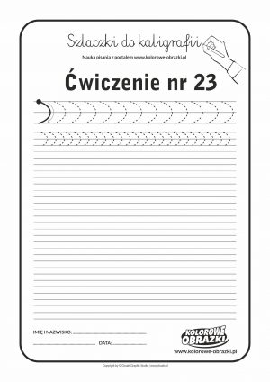 Szlaczki - Nauka kaligrafii dla dzieci - Ćwiczenie nr 23