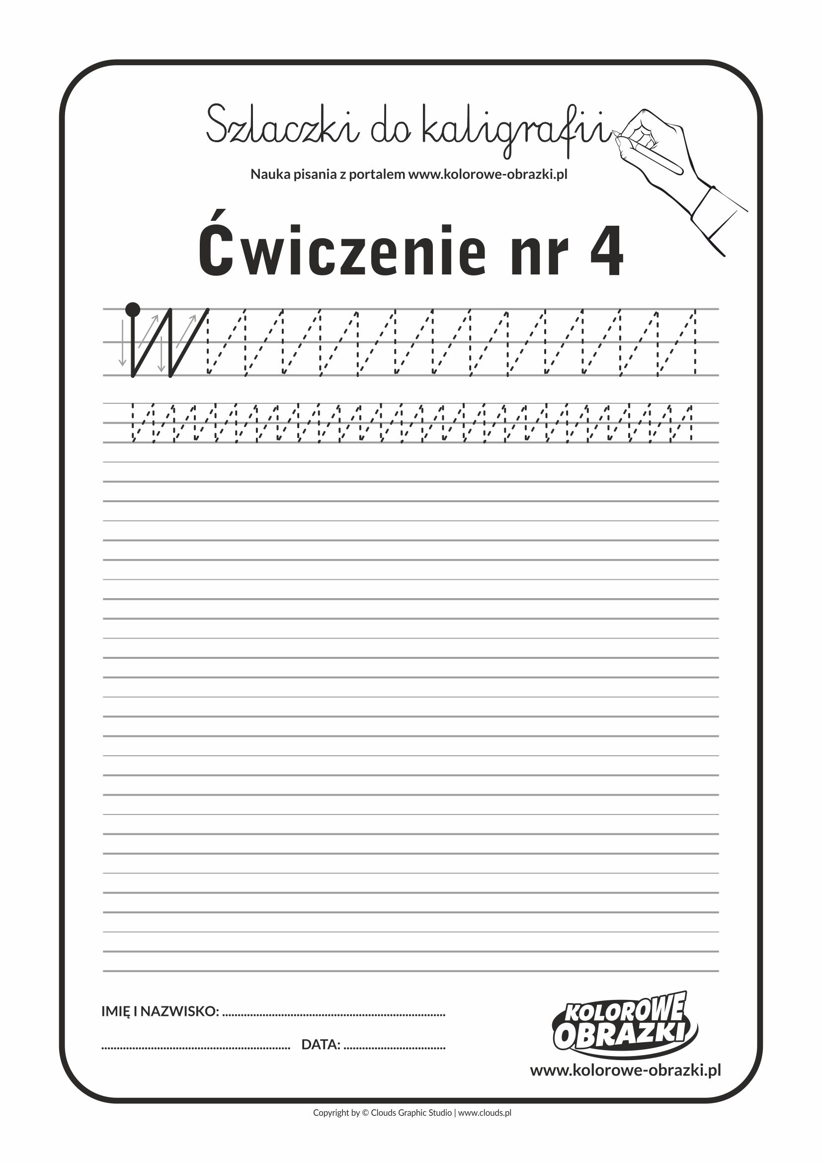 Kaligrafia dla dzieci - Ćwiczenia kaligraficzne / Szlaczki / Ćwiczenie nr 4