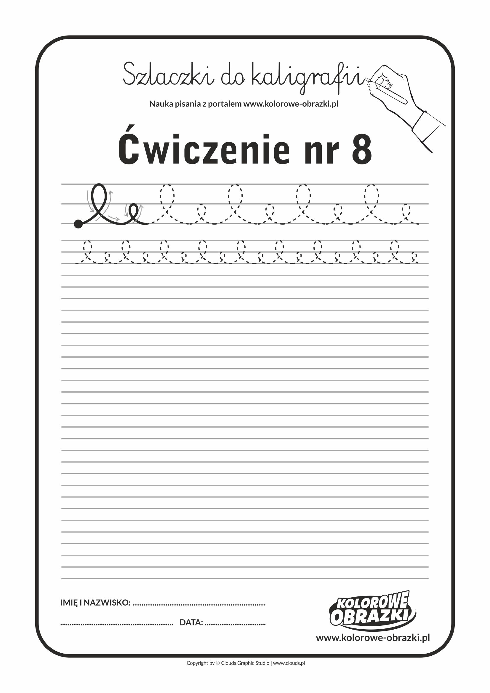 Kaligrafia dla dzieci - Ćwiczenia kaligraficzne / Szlaczki / Ćwiczenie nr 8