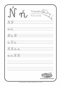 Kaligrafia dla dzieci - Ćwiczenia kaligraficzne / Litera Ń. Nauka pisania litery Ń